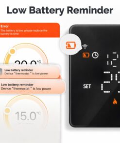Termostato WIFI 503 Con Batteria, Per Caldaia a Gas Boiler, APP TUYA Smart Life, Quadrata Montaggio da Esterno Oppure Incasso Scatola 503 (Nero)
