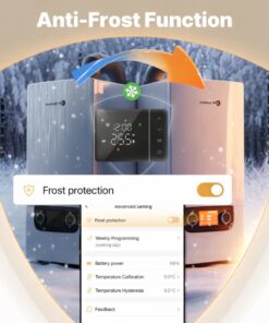 Termostato WIFI 503 Con Batteria, Per Caldaia a Gas Boiler, APP TUYA Smart Life, Quadrata Montaggio da Esterno Oppure Incasso Scatola 503 (Nero)