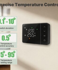 Termostato WIFI 503 Con Batteria, Per Caldaia a Gas Boiler, APP TUYA Smart Life, Quadrata Montaggio da Esterno Oppure Incasso Scatola 503 (Nero)