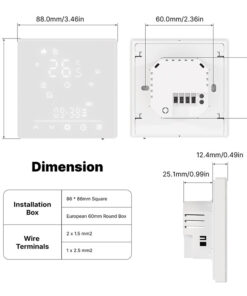 Alternative view of Termostato Matter WIFI 2.4G TUYA, Smart Life, Apple Home, Google Home, Alexa, Samsung SmartThings Riscaldamento Pavimento Con Acqua Bianco 5A 95-240V IP20