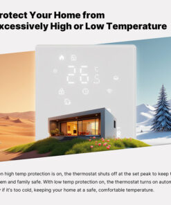 Termostato Matter WIFI 2.4G TUYA, Smart Life, Apple Home, Google Home, Alexa, Samsung SmartThings Riscaldamento Pavimento Con Acqua Bianco 5A 95-240V IP20