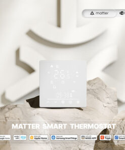 Termostato Matter WIFI 2.4G TUYA, Smart Life, Apple Google Home, Alexa, SmartThings Compatibile Con Scatola 502 Riscaldamento Pavimento Elettrico Bianco 16A 95-240V IP20