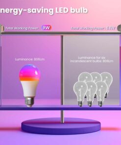 Lampadina Matter LED Wifi Smart Multicolore RGB Dimmerabile E27 9W 806Lm App Compatibile con Amazon Alexa e Google Home