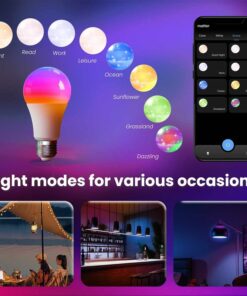 Lampadina Matter LED Wifi Smart Multicolore RGB Dimmerabile E27 9W 806Lm App Compatibile con Amazon Alexa e Google Home