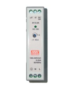 MW MEAN WELL MDR-20-5 Alimentatore Guida DIN 20W 5V 3A Input 220V e 110V Barra Guida DIN Rail Power Supply