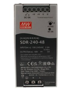 MW MEAN WELL SDR-240-48 Alimentatore DIN RAIL 240W 48V 5A Per Automazione Industriale Input 220V 110V