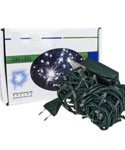 Luci Per Natale Catena 100 Led 9M Colore Bianco Caldo Giallo IP44 Lucciole Per Decorazioni Natalizie Con Filo Verde