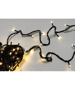 Luci Per Natale Catena 100 Led 9M Colore Bianco Caldo Giallo IP44 Lucciole Per Decorazioni Natalizie Con Filo Verde