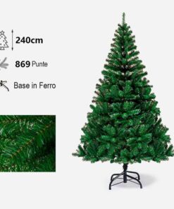 Albero di Natale in PET con Base e Piedini in Ferro 240cm 869 punte