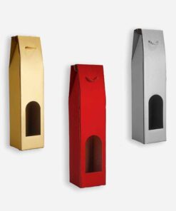 Alternative view of Set 6 Borse Regalo di Natale per Vino Singolo Posto Colore Oro Rosso e Argento 9x39x9 cm