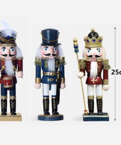 1 Pezzo Schiaccianoci di Natale in Legno Altezza 25cm Serie Rossa e Blu