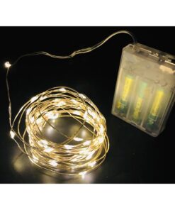 Stringa Led A Batteria Filo Rame Con 50 Luci Bianco Caldo Giallo 5 Metri IP67 4,5V Decorazione Natale