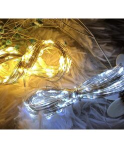 Stringa Led A Batteria Filo Rame Con 50 Luci Bianco Caldo Giallo 5 Metri IP67 4,5V Decorazione Natale