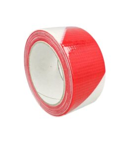 Nastri Antinfortunistici Striscia Di Sicurezza Telato Bianco e Rosso 50mm X 25mt Distanza di Cortesia Adesivo Segnaletica Da Pavimento Muro