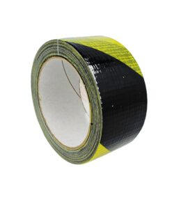 Nastri Antinfortunistici Striscia Di Sicurezza Telato Nero e Giallo 50mm X 25mt Distanza di Cortesia Adesivo Segnaletica Da Pavimento Muro