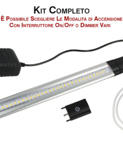 Kit Barra Led Con Sensore Door Apertura Anta 50cm Luce Calda Alimentatore Compreso Per Cucina Sottopensile Mobile ect.