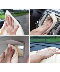 2 Pezzi Spugna Panno Vera Pelle di Daino Camoscio Scamosciata Forma Irregolare 40x50cm