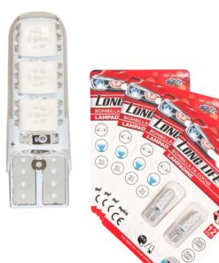 8 Pezzi Lampada Led T10 W5W 6 SMD 5050 12V 0.8W 60lm Colore Blu 34mm