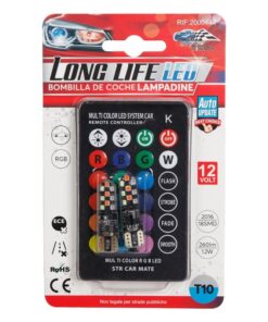 2 Pezzi Lampada Led T10 W5W 18 SMD 2016 12V 1.2W 260lm RGB con Telecomando