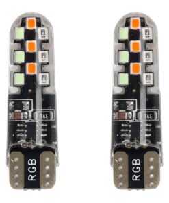 2 Pezzi Lampada Led T10 W5W 18 SMD 2016 12V 1.2W 260lm RGB con Telecomando