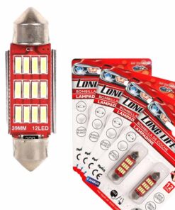 8 Pezzi Lampada Led Siluro 39mm Canbus T11 SV8.5 C5W C10W 12 SMD 4014 12V 1.8W 180lm Bianco Freddo 6500K