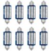 8 Pezzi Lampada Led Siluro 41mm Canbus T11 SV8.5 C5W 36 SMD 3014 12V 1.8W 160lm Luce Colore Blu