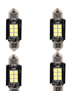 4 Pezzi Lampada Led Siluro 36mm Canbus T11 SV8.5 C5W C10W 6 SMD 3030 12V 24V 2.5W 300lm Bianco 6500K per Auto e Camion