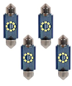 4 Pezzi Lampada Led Siluro 39mm Canbus T11 SV8.5 C5W C10W 8 SMD 2016 12V 24V 2.5W 120lm Bianco 6500K per Auto e Camion