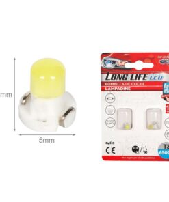 8 Pezzi Lampada Led T3 1 COB 12V 0.6W 40lm Bianco Freddo 6500K 17mm Luci Cruscotti e Strumentazioni