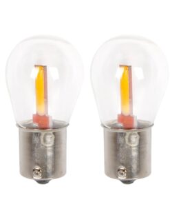 2 Pezzi Lampade LED BA15s S25 P21W 2 COB 12V 24V 300lm 1.7W Luce Gialla Ambra Piedi Dritti H50mm