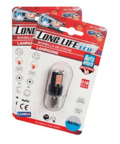 2x Lampada LED BA15s S25 P21W 24 SMD 3030 12V 24V Rossa 300lm H50mm Piedi Dritti