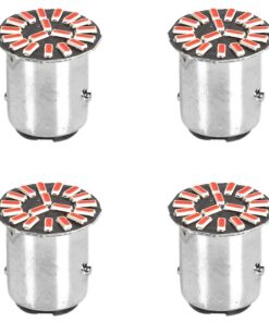 4 Pezzi Lampada Led BAY15D 1157 P21W 18 SMD 4014 12V 300lm 1W/0.3W Doppio Filamento Luce Rosso Piedi Sfalsati 180g 22mm