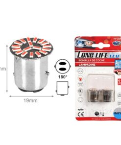 4 Pezzi Lampada Led BAY15D 1157 P21W 18 SMD 4014 12V 300lm 1W/0.3W Doppio Filamento Luce Rosso Piedi Sfalsati 180g 22mm