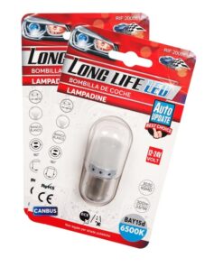 2 Pezzi Lampada LED BAY15D S25 P21/5W 9 SMD 3030 12V 24V 300lm 1W/3.5W Doppio Filamento Bianco Freddo Piedi Sfalsati 45mm