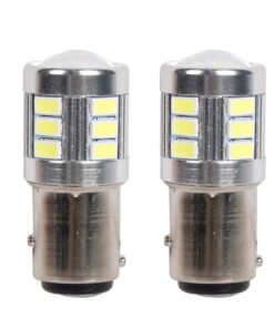 2 Pezzi Lampada LED BAY15D S25 P21/5W 18 SMD 3030 12V 24V 300lm 1W/2.5W Doppio Filamento Bianco Piedi Sfalsati 45mm