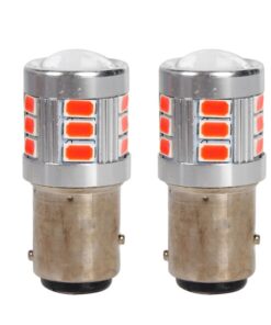 2 Pezzi Lampada LED BAY15D S25 P21/5W 18 SMD 3030 12V 24V 300lm 1W/2.5W Doppio Filamento Rosso Piedi Sfalsati 45mm