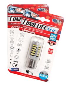 2 Pezzi Lampada LED BAZ15D S25 P21/5W 66 SMD 2835 12V 24V 300lm 4W/1.5W Doppio Filamento Bianco Piedi Sfalsati 55mm 360°