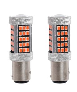 2 Pezzi Lampada LED BAZ15D S25 P21/5W 66 SMD 2835 12V 24V 300lm 4W/1.5W Doppio Filamento Rosso Piedi Sfalsati 55mm 360°