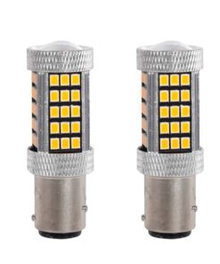 2 Pezzi Lampada LED BAZ15D S25 P21/5W 66 SMD 2835 12V 24V 300lm 4W/1.5W Doppio Filamento Ambra Piedi Sfalsati 55mm 360°