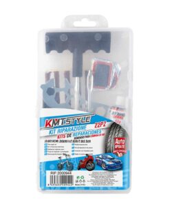 Kit Riparazione per Pneumatici Bicicletta Riparazione Camera d'Aria Bici Auto Moto Veicoli con Pneumatici in Gomma Kit da 22 Pezzi
