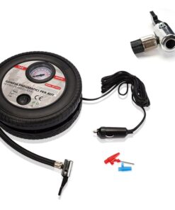 Mini Compressore Portatile per Auto Gonfia Pneumatici Auto Portatile 12V Professionale Manometro Analogico