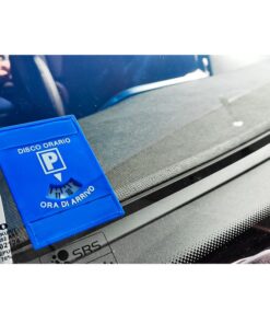 Disco Orario In Plastica Rigida Con Porta Avvisi Per Sosta Breve Doppio Adesivo 80X60mm