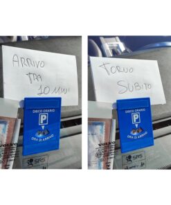 Disco Orario In Plastica Rigida Con Porta Avvisi Per Sosta Breve Doppio Adesivo 80X60mm
