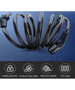 Lucchetto Bici Combinazione 4 Cifre 11X1200mm Per Bicicletta Monopattino Colore Assortito