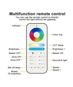 Telecomando RF 2.4GHz Radiocomando 5 in 1 RGB+CCT Per 6 Zone 9 Modalità