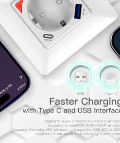 Presa Schuko Wifi Con Caricatore USB C PD 20W+ USB-A 3,0 Per Supporto Tedesco Francese 502 Italiano