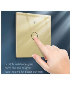 Interruttore Wifi Da Parete 86X86 Pannello Touch 1 Tasto Colore Oro WiFi + RF 433 Compatibile con Amazon Alexa e Google Home