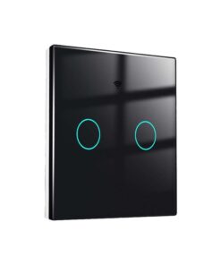 Interruttore Wifi Da Parete 86X86 Pannello Touch 2 Tasti Colore Nero WiFi + RF 433 Compatibile con Amazon Alexa e Google Home