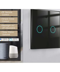 Alternative view of Interruttore Wifi Da Parete 86X86 Pannello Touch 2 Tasti Colore Nero WiFi + RF 433 Compatibile con Amazon Alexa e Google Home
