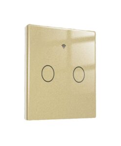 Interruttore Wifi Da Parete 86X86 Pannello Touch 2 Tasti Colore Oro WiFi + RF 433 Compatibile con Amazon Alexa e Google Home